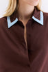 CAMISA RECORTE LINHO MARROM